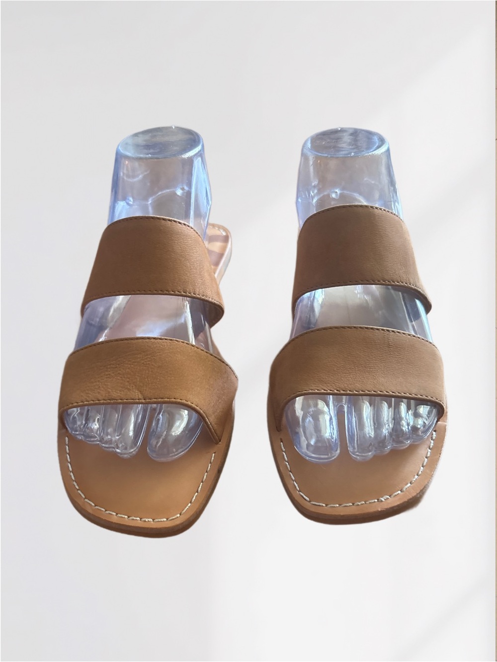 Gianni Bini Women’s Size 8.5 Tan Double-Band Slide Sandals - Minimal Chic